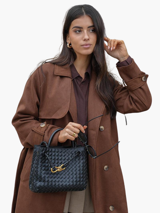 Elegant Double-Breasted Trench Coat - Women's Belted Outerwear