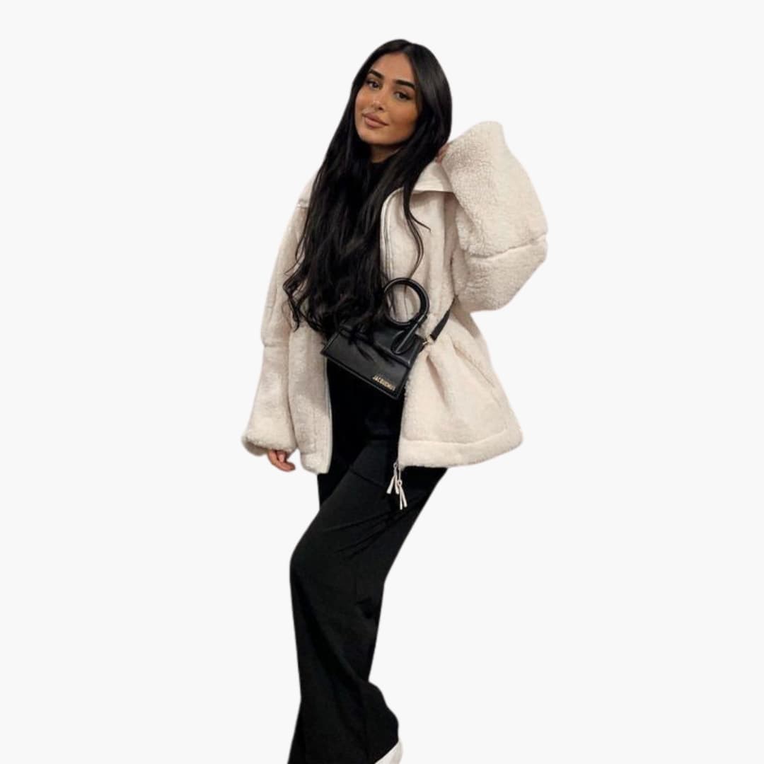 Women's zip-up fleece jacket with high collar for winter