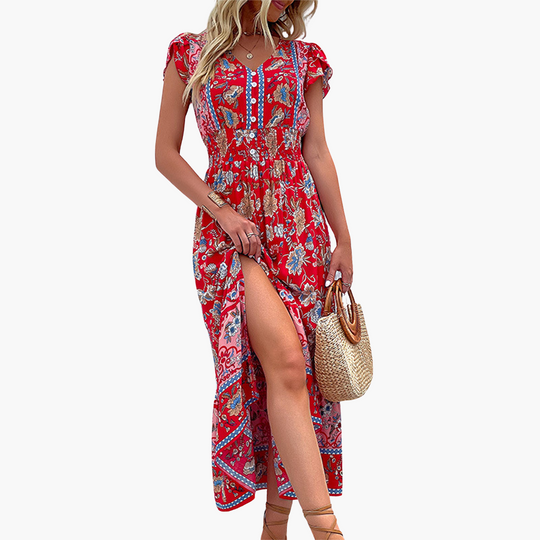 Boho  Midi Dress - Women's Lightweight Style for Summer Days