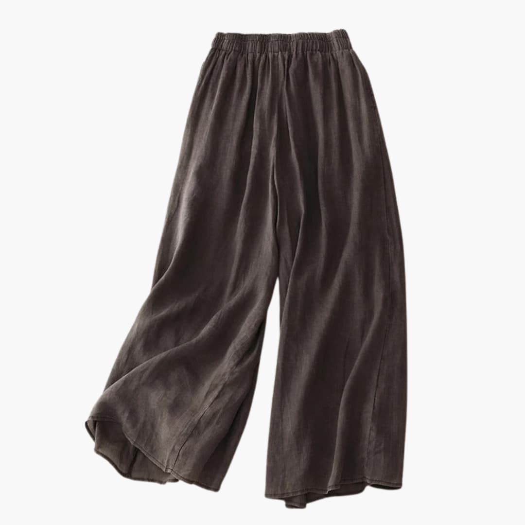 Women’s summer wide-leg trousers with elastic waistband and flowy cut