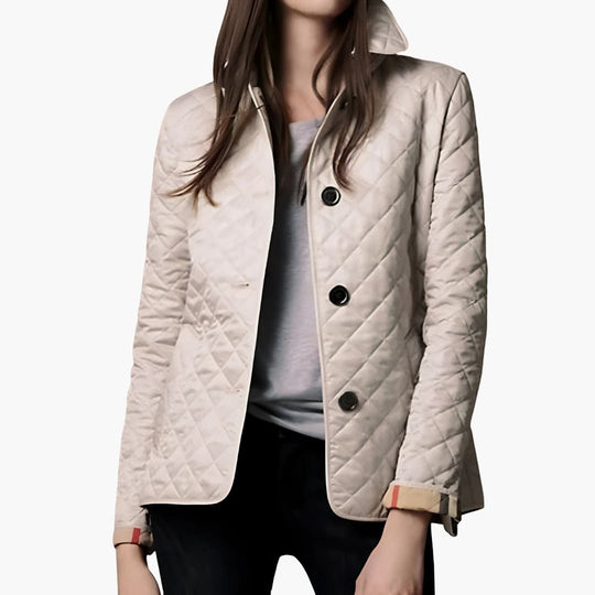 Women’s fleece-lined winter jacket with quilted texture and collar