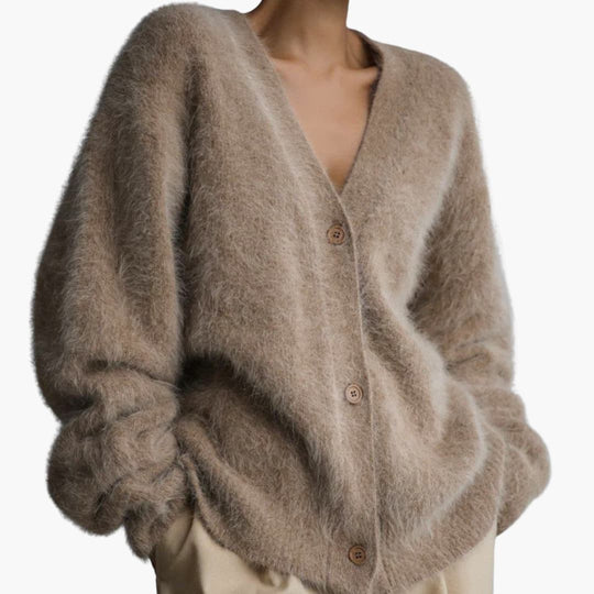 Women’s all-season sweater with long sleeves and button front