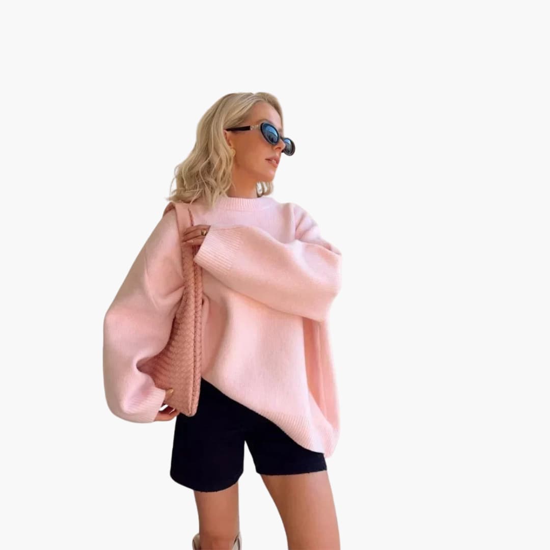 Women's knit jumper with crew neck and long sleeves