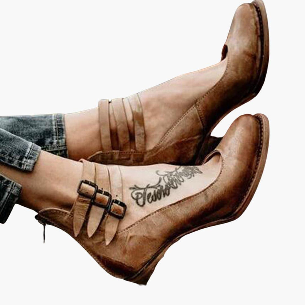 Chic Buckled Ankle Boots - Block Heel for Women’s Style