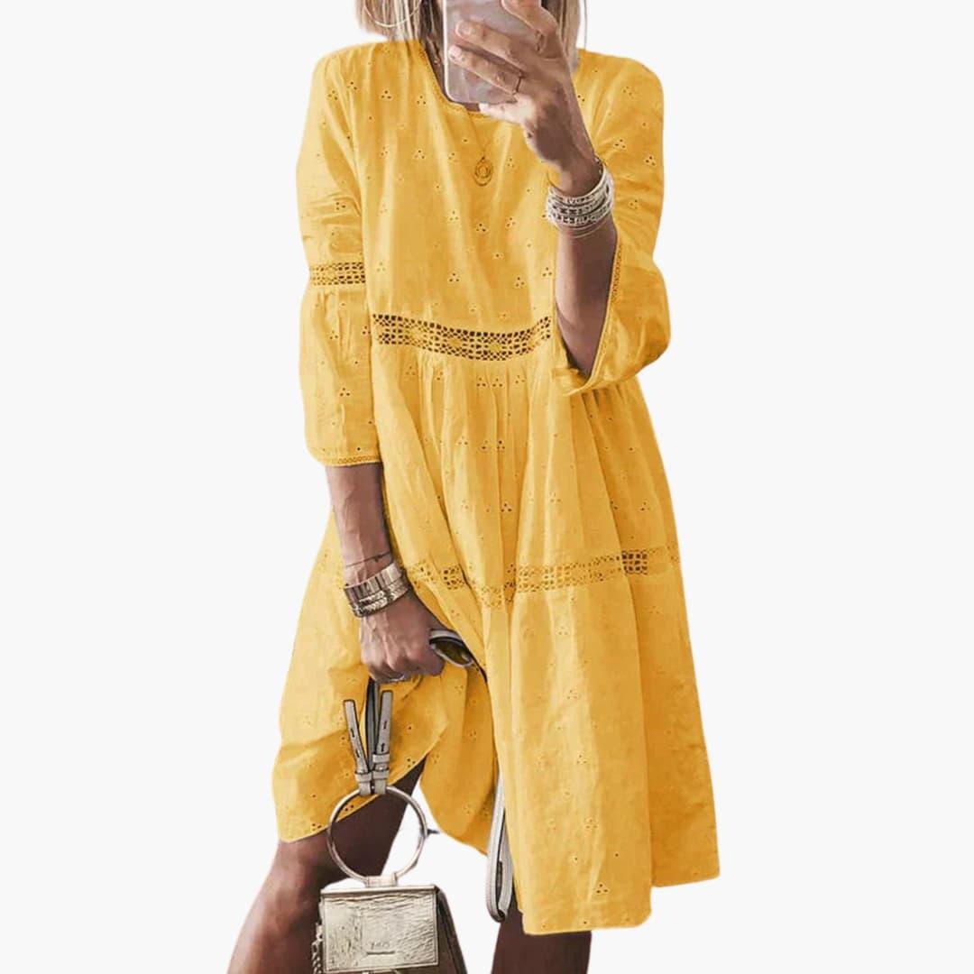 Loose Linen Knitted Dress with Pockets for Women - Casual Fit