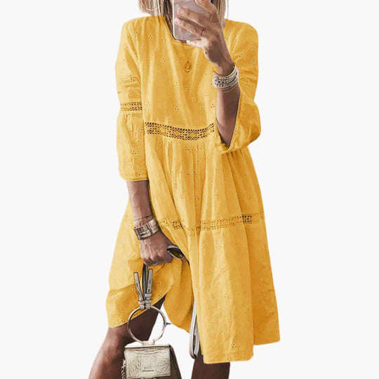 Loose Linen Knitted Dress with Pockets for Women - Casual Fit