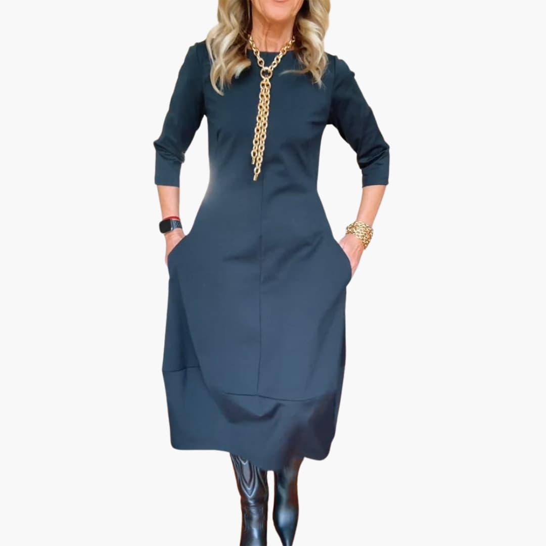 Comfortable Round Neck Dress - Flattering Fit for Women