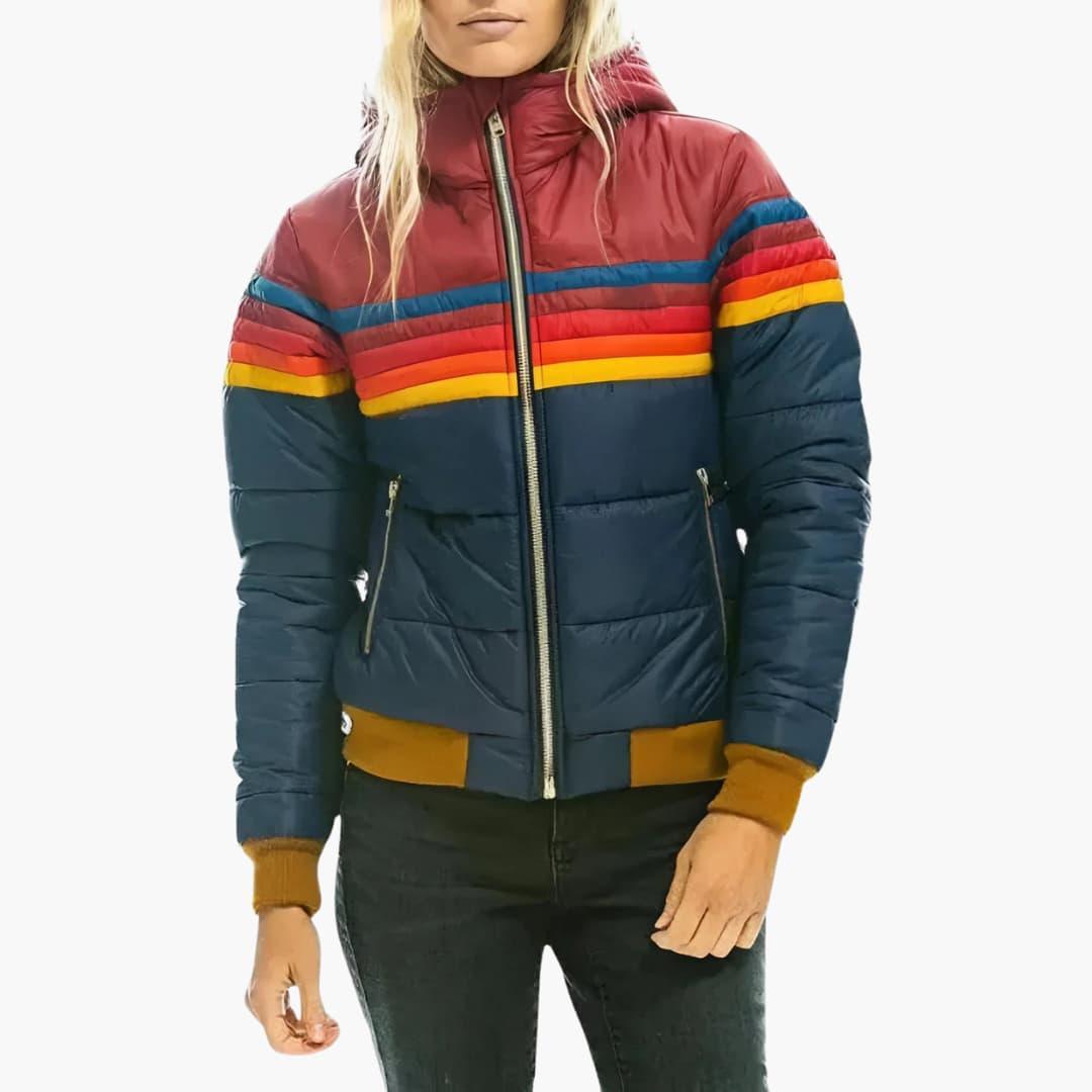 Striped Puffer Jacket – Women's Sporty & Stylish Outerwear