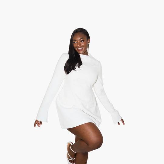Elegant White Mini Dress – Women's Chic Partywear Outfit