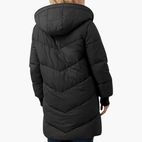 Hooded Puffer Coat - Women's Fleece Lined Winter Jacket