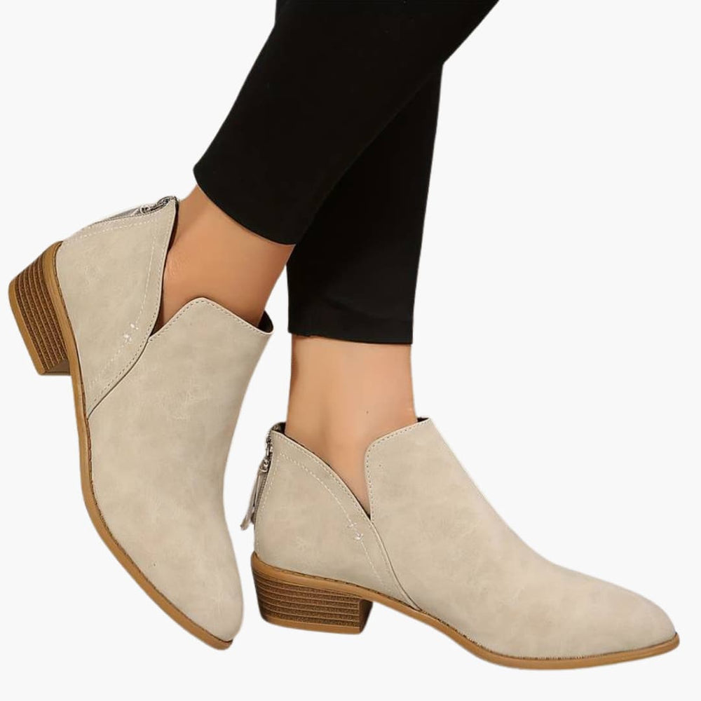 Women’s ankle boots with pointed toe and block heel