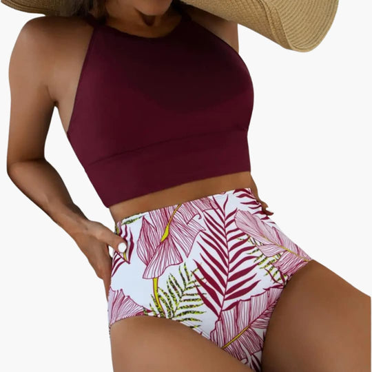 Floral High-Waisted Bikini - Women's Two-Piece Swimwear