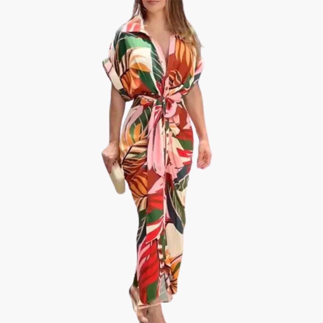 Patterned Midi Dress - Lightweight & Versatile for Women