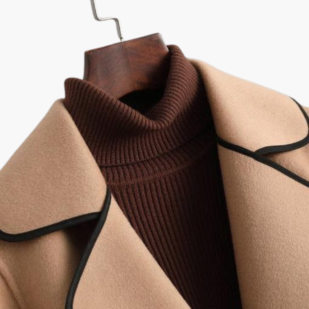 Chic Double-Breasted Trench Coat - Women's Wool Blend Wrap
