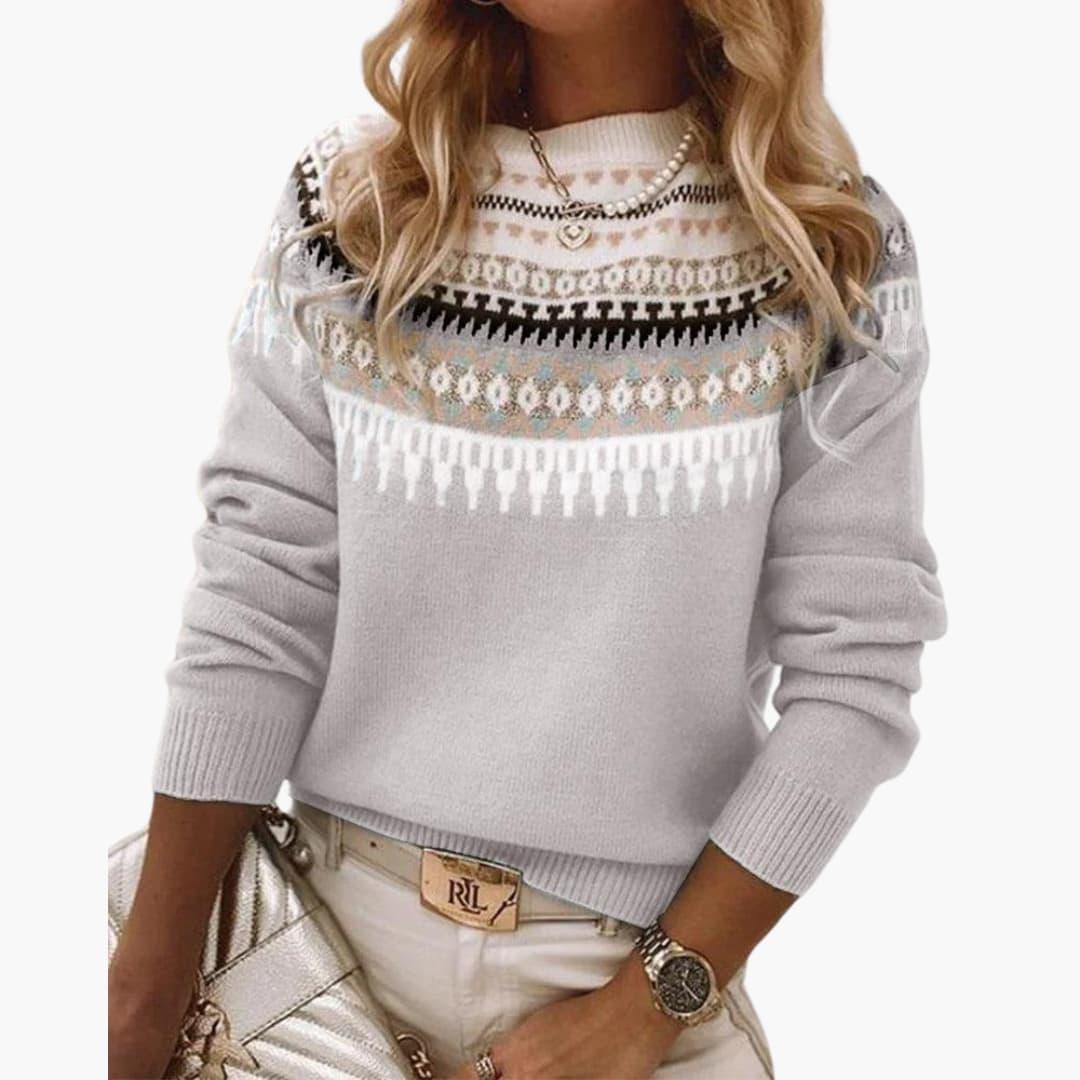 Winter Knit Crewneck Sweater - Soft & Comfortable for Women