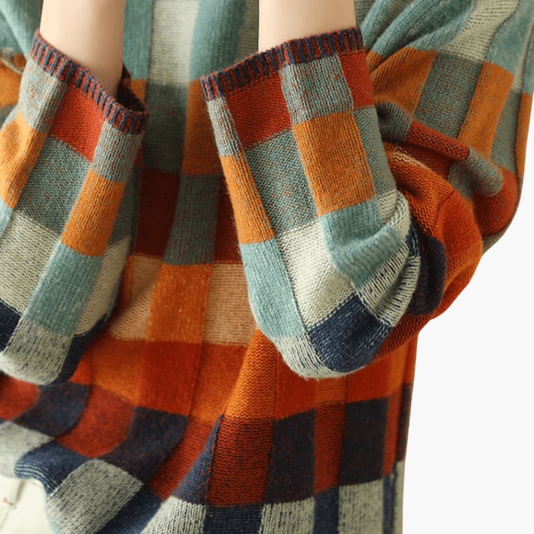 Patchwork Turtleneck Sweater for Women – Cozy Winter Style