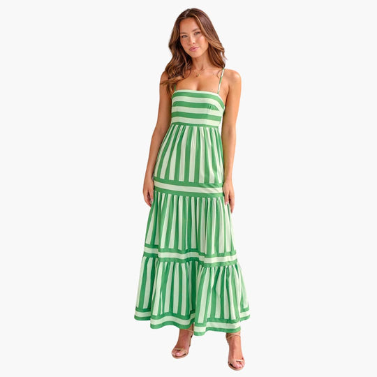 Maxi Dress - Women’s Striped Tiered Sundress for Summer Days