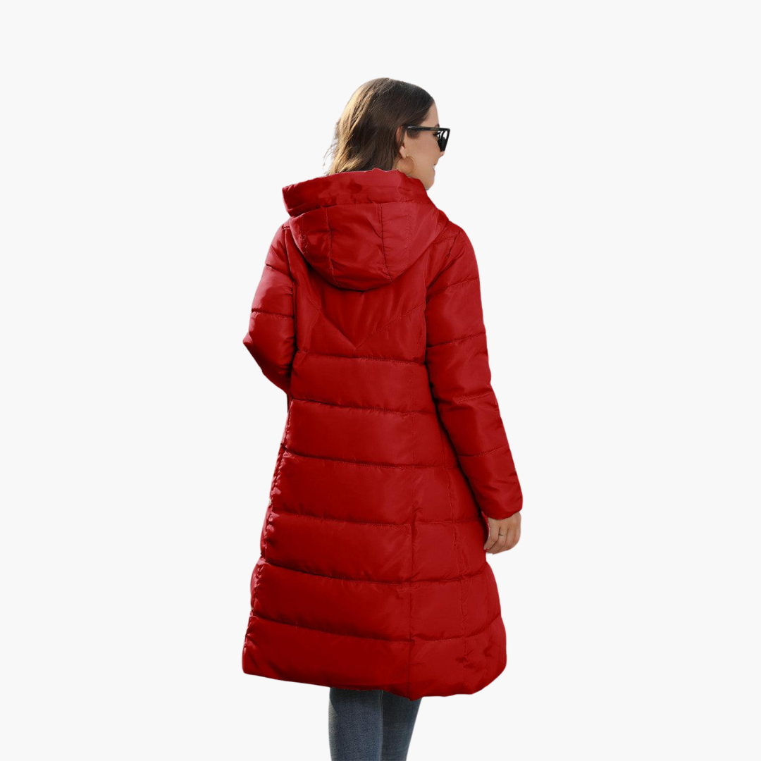 Long Hooded Puffer Coat for Women – Warm & Stylish Winter Jacket