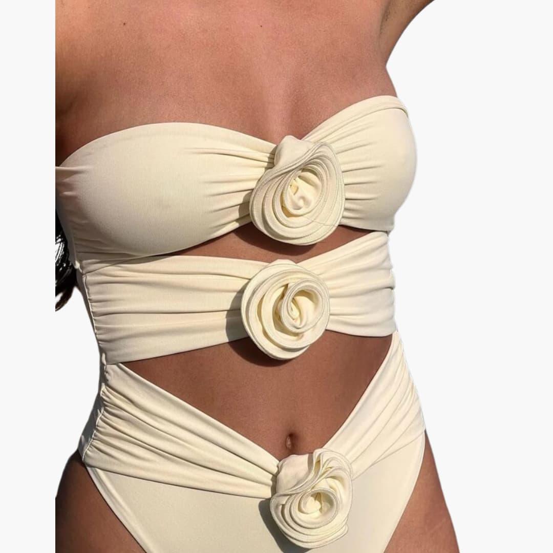 Elegant Cut-Out One-Piece Swimsuit - High-Waisted for Women