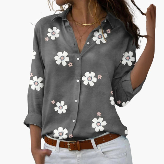 Floral Print Shirt - Women's Elegant Button-Up Blouse