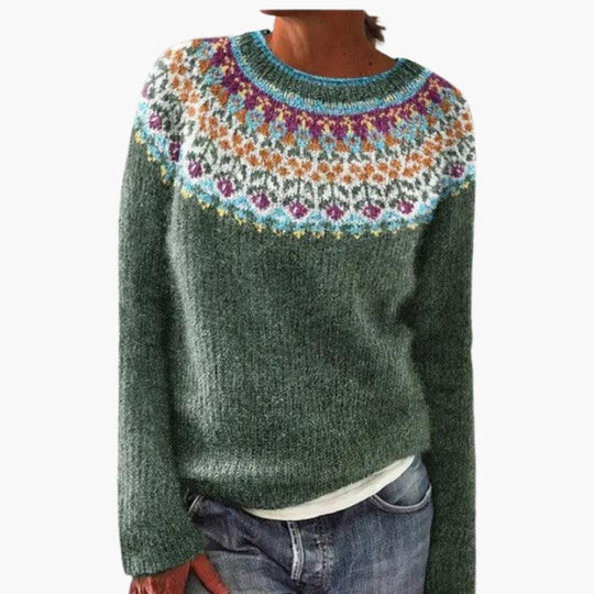 Colorful Knit Sweater for Women - Retro Style & Cozy Fit