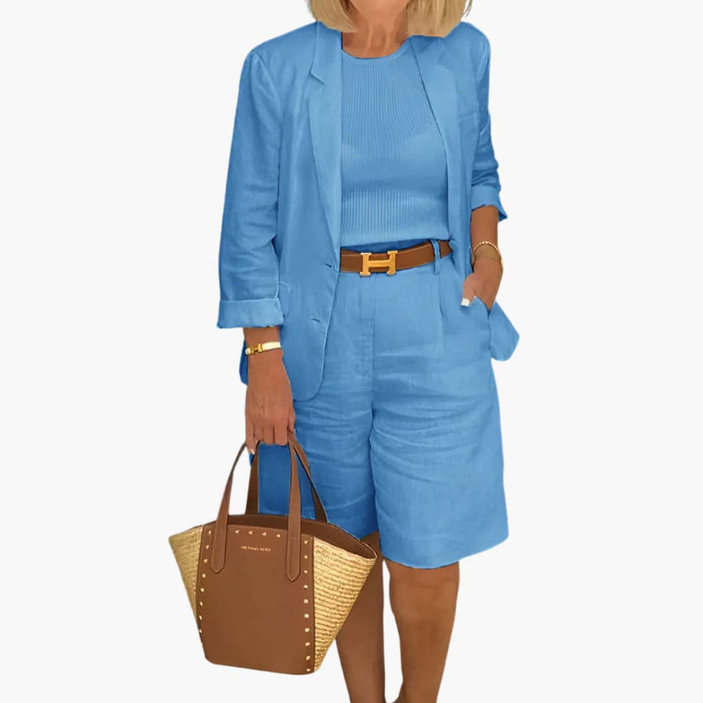 Women’s summer two-piece set with blazer and shorts