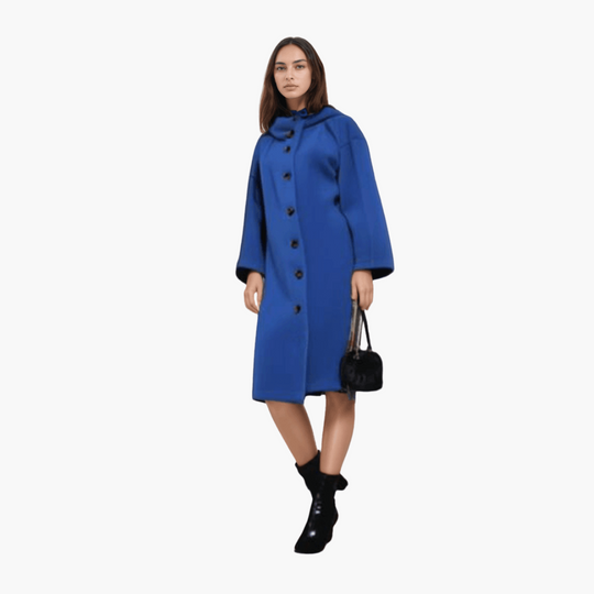 Long Hooded Overcoat - Women's Button Down Winter Jacket