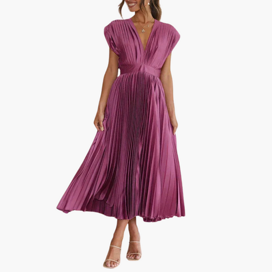 Elegant Women's Dress - Floral Puff Sleeve Midi Dress