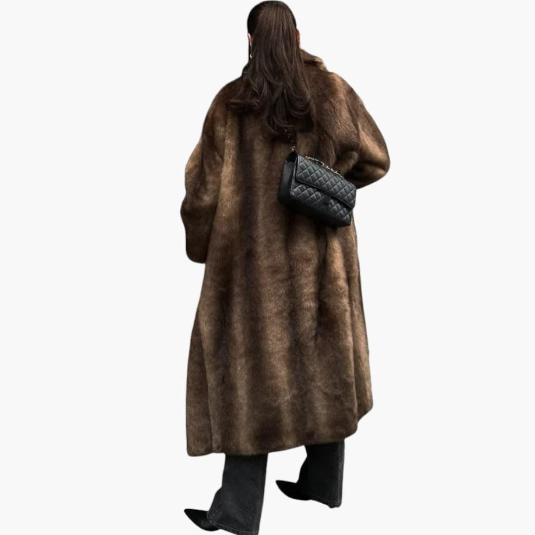 Faux Fur Winter Coat – Women's Elegant Longline Jacket