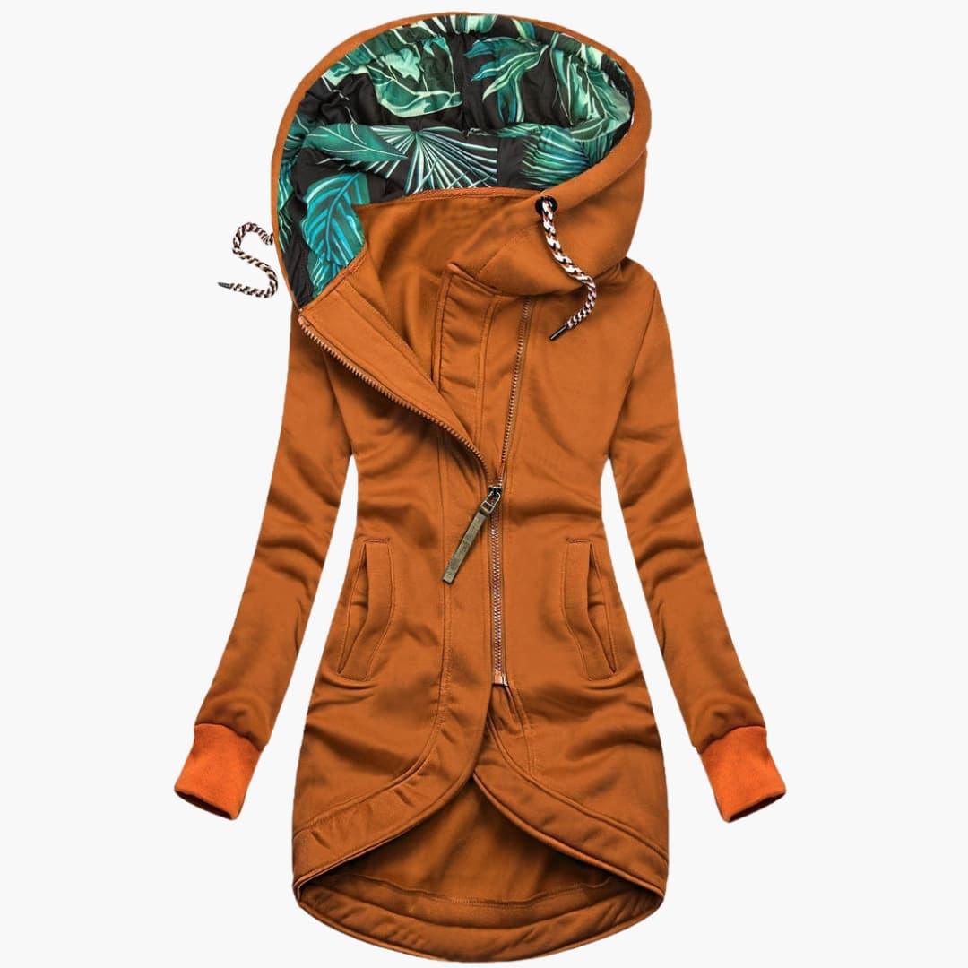 Asymmetrical Zip Hoodie - Women's Longline Fleece Jacket - IsabellaMae