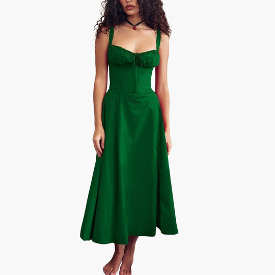 Lace-Up Corset Mini Dress - Square Neck Bodycon for Women