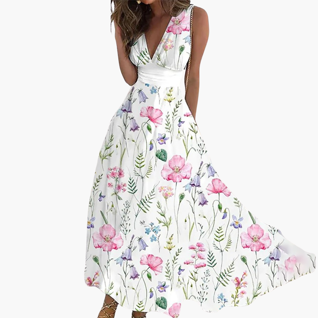 Elegant summer floral maxi dress - for women with flowing style