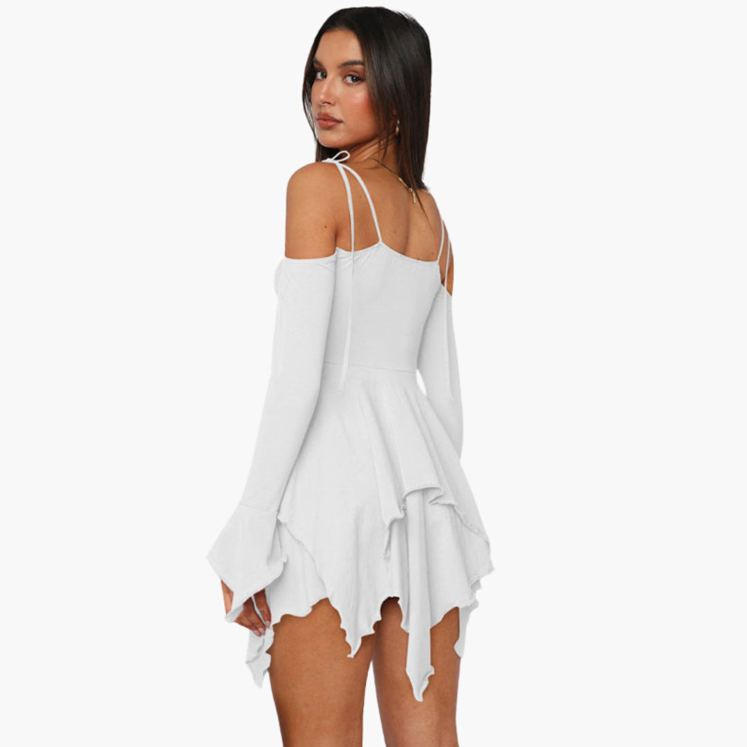 Off-Shoulder Layered Mini Dress - for Women Summer Chic