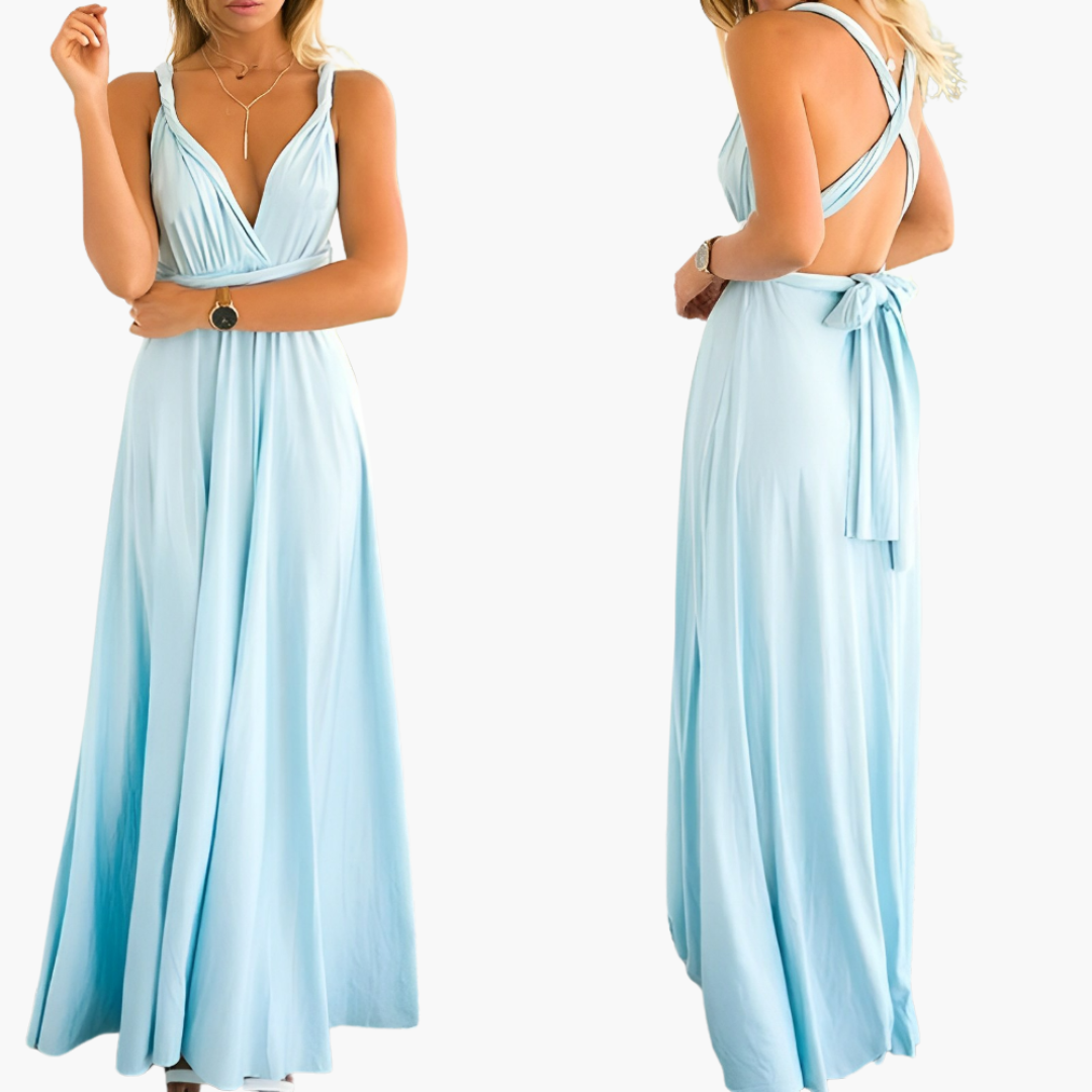 Elegant V-Neck Evening Dress - for Women with Formal Flair