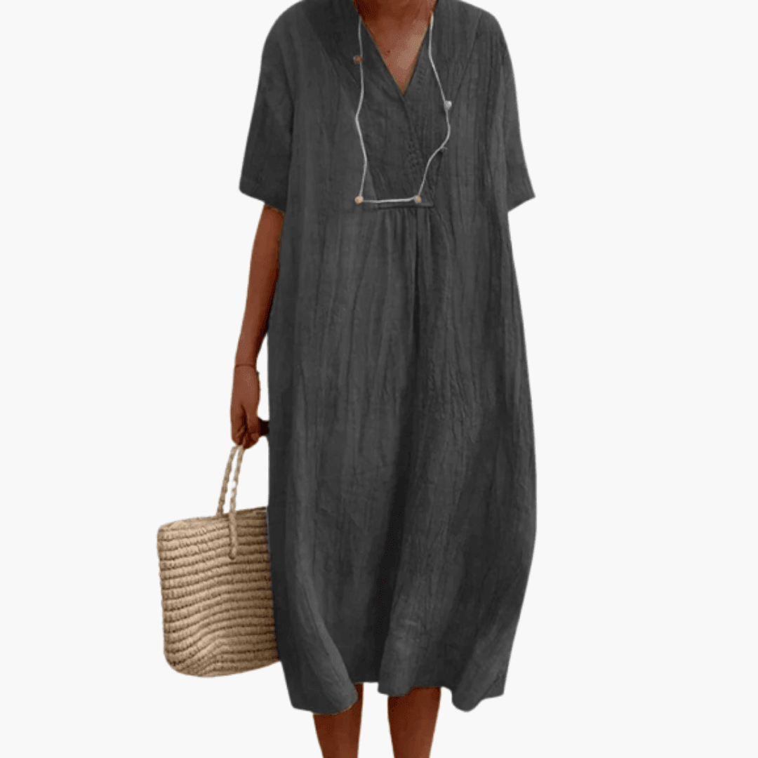 Flowy Short Sleeve Midi Dress - Lightweight for Women