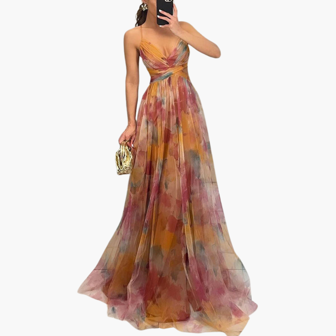 Glamorous Floral Pattern Maxi Dress for Women - Elegant Style