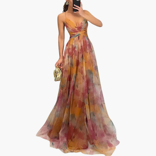 Glamorous Floral Pattern Maxi Dress for Women - Elegant Style