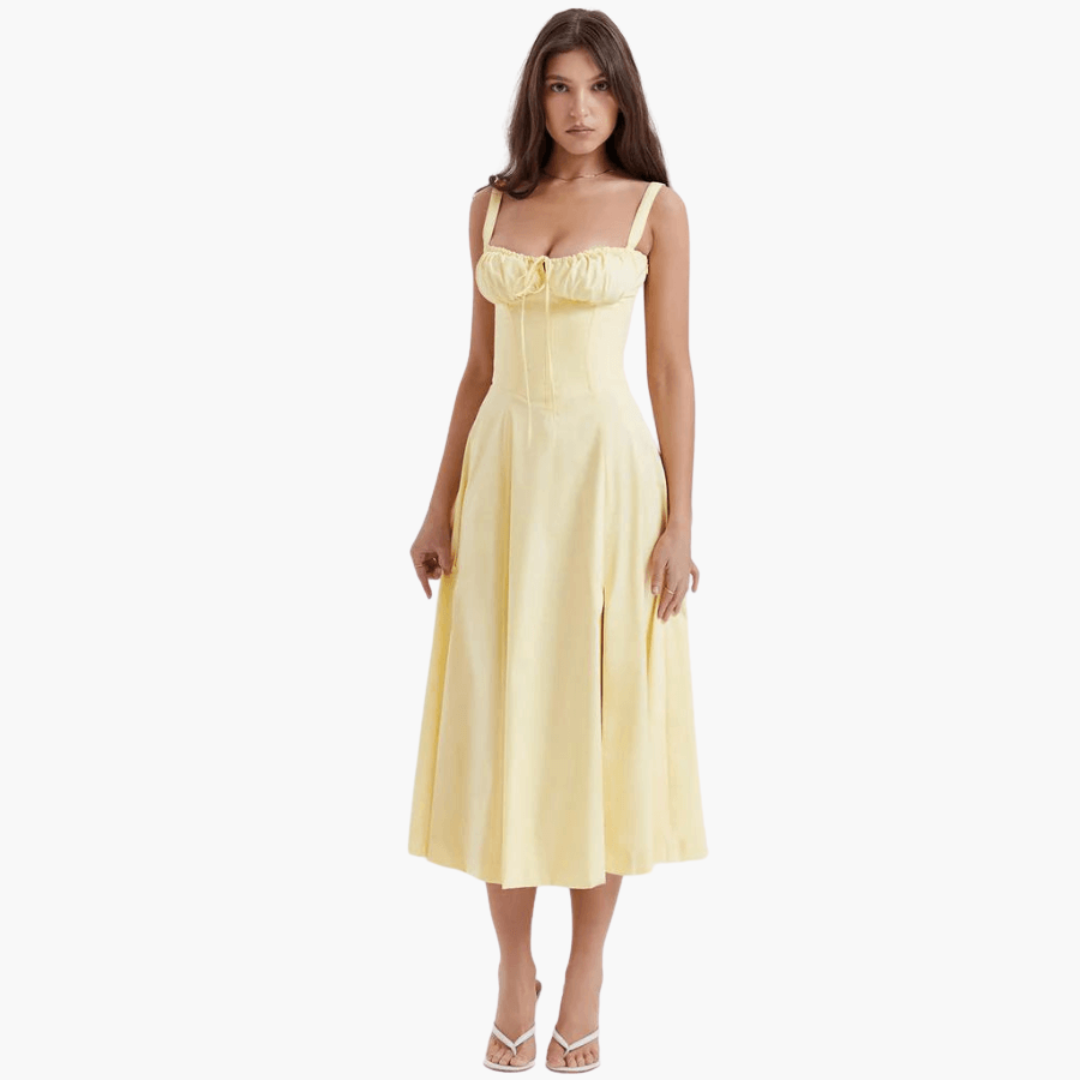 Floral Corset Midi Dress - Women's Elegant Summer Style