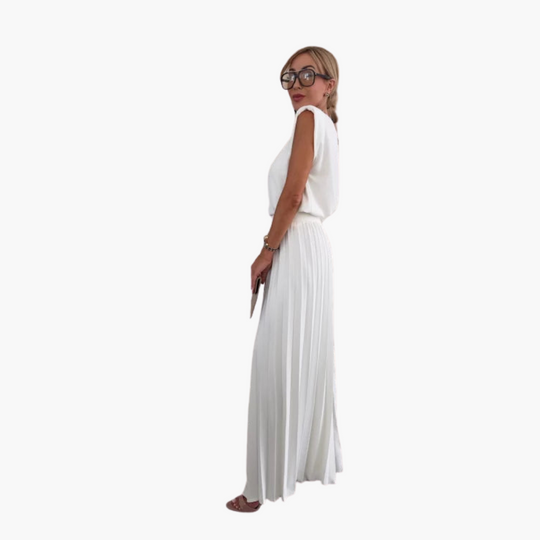 Elegant Two-Piece - Women's Pleated Trousers & Top Set