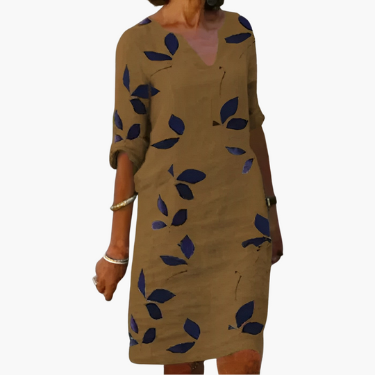 Leaf Print Summer Dress - Women's Tropical Holiday Style