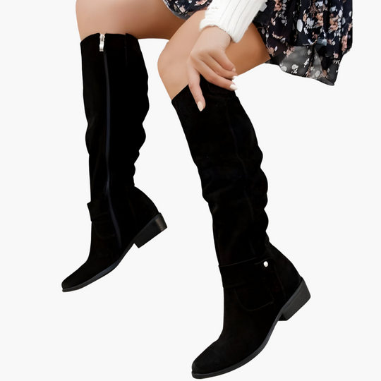 Knee-High Boots - Women's Heeled Wide Calf Fit Design
