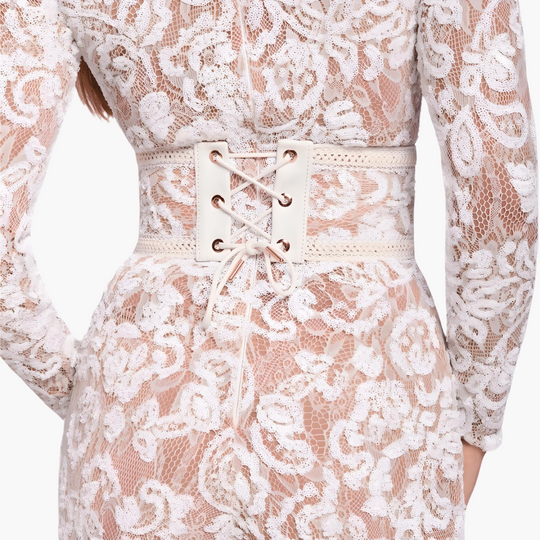 Women’s long sleeve flared leg lace jumpsuit