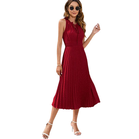 Pleated Halterneck Dress - Chic Special Occasion Fit for Women