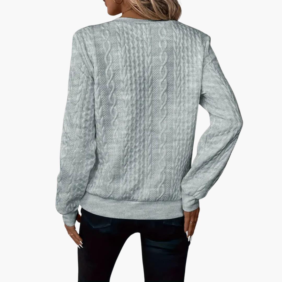 Cable Knit Zip Sweater – Women's Long Sleeve Pullover - IsabellaMae