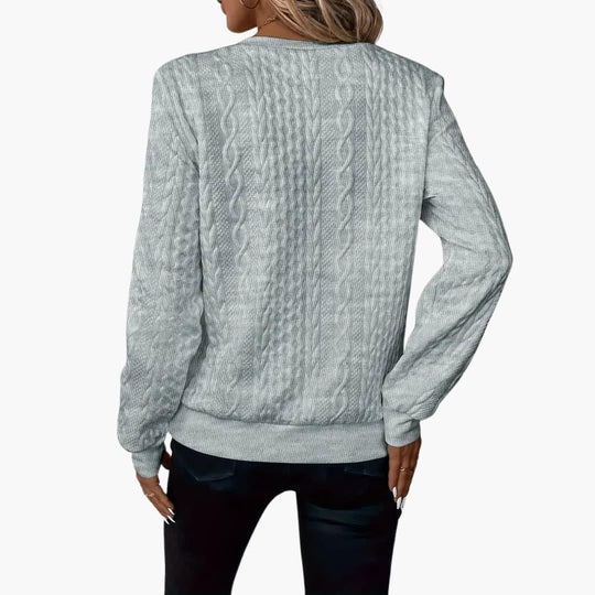 Cable Knit Zip Sweater – Women's Long Sleeve Pullover - IsabellaMae