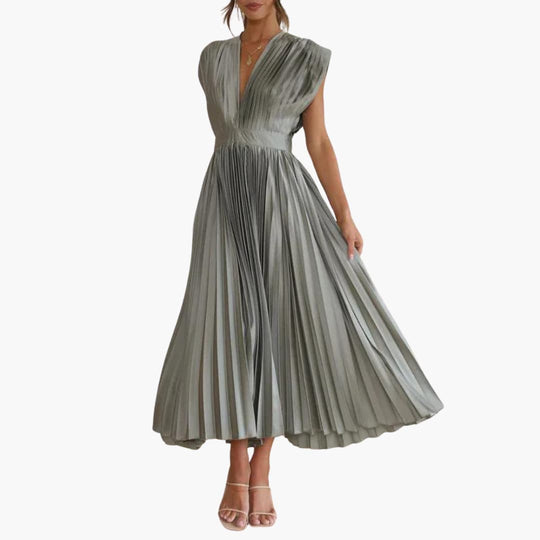Elegant V-Neck Midi Dress - Perfect for Evening Events
