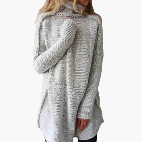 Roll Neck Oversized Jumper for Women - Chunky Knit Style