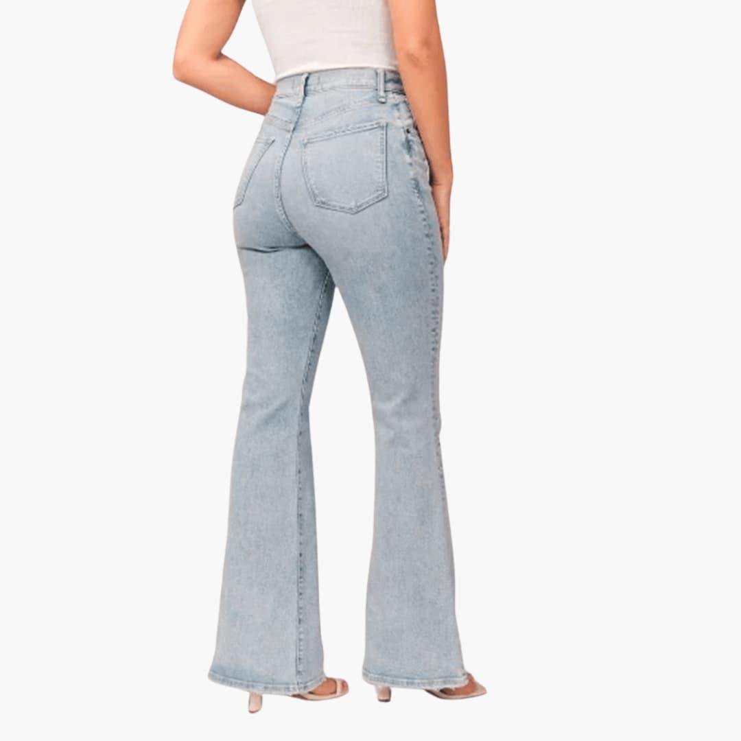 High Waisted Stretch Flared Jeans for Women - Bootcut Fit