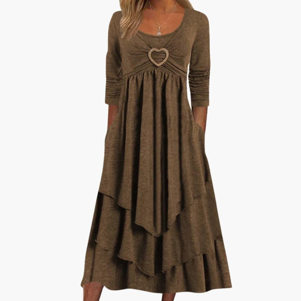 Elegant Long Sleeve Midi Dress - Formal Wear for Women