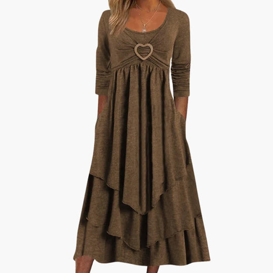 Elegant Long Sleeve Midi Dress - Formal Wear for Women